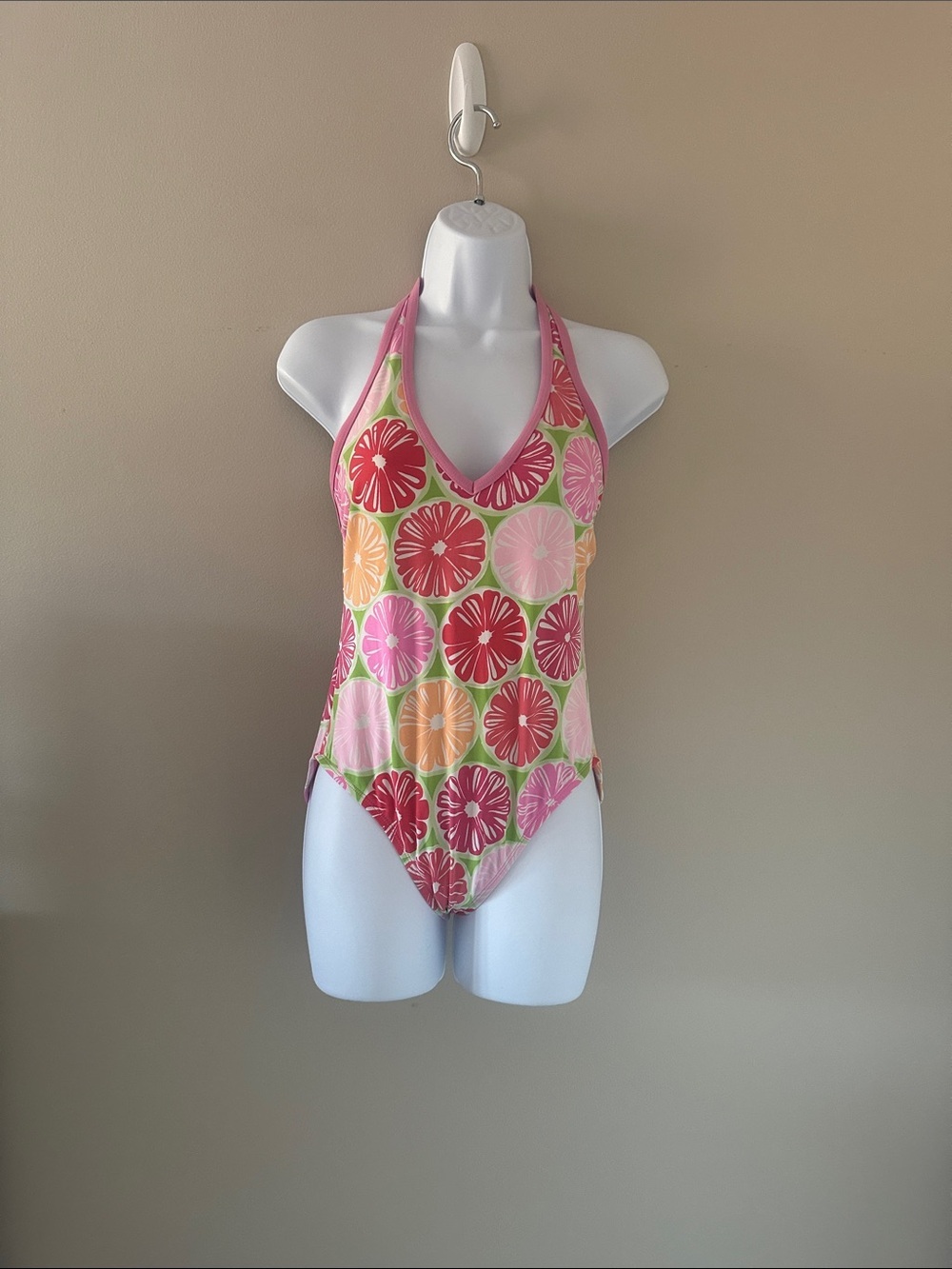 Lilly Pulitzer Womens "Juice Stand" One Piece Halter Swimsuit Size 6 Preppy
